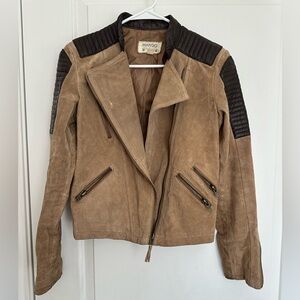 Mango Brown Suede Biker Jacket